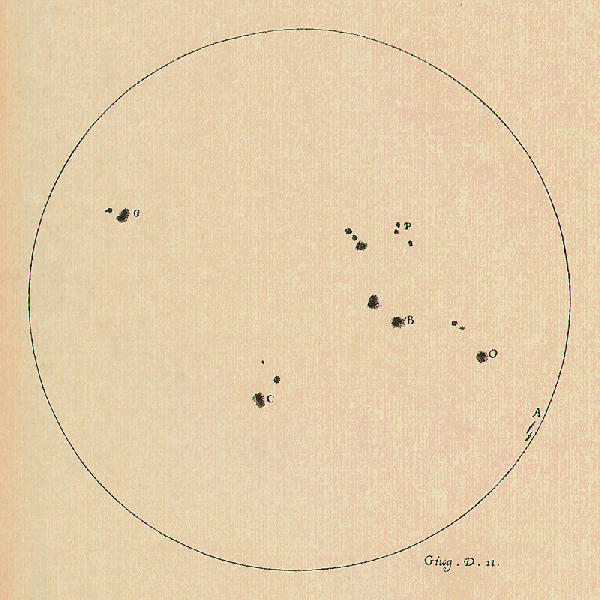 Galileo Galilei, Sunspot Drawing, 1612